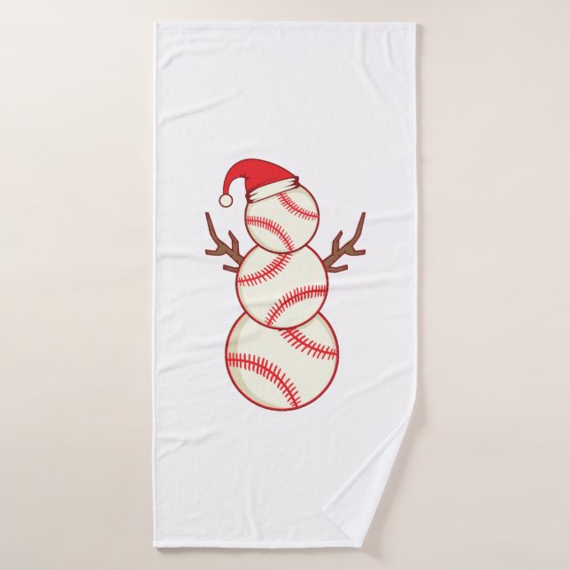 baseball snowman ice cream christmas tree gift bath towel (Bath Towel)