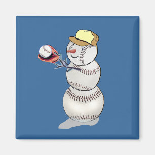 Baseball Snowman Magnet