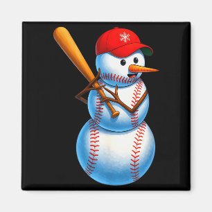 Baseball Snowman Merry Christmas Xmas Pajamas Men Magnet