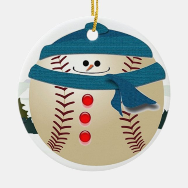 Baseball snowman ornament (Front)