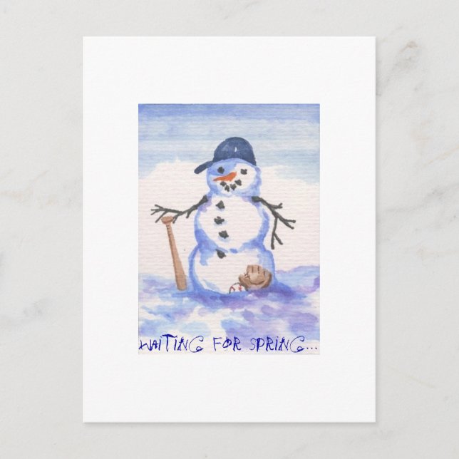 Baseball Snowman Postcard (Front)