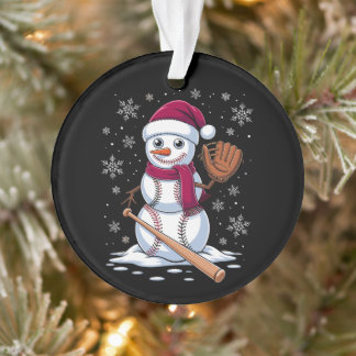 Baseball Snowman Santa Hat Glove Bat Christmas Ornament