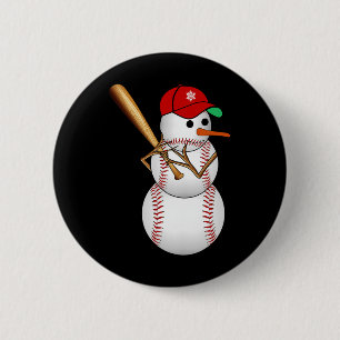 Baseball Snowman Snow Christmas Xmas Gifts Men Wom 6 Cm Round Badge