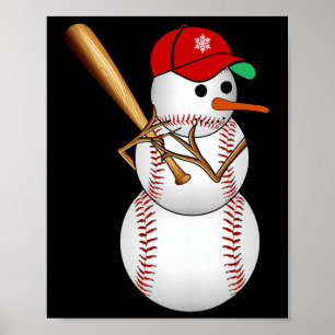 Baseball Snowman Snow Christmas Xmas Gifts Men Wom Poster