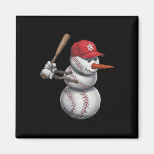 Baseball Snowman Snow Christmas Xmas Men Women Pla Magnet
