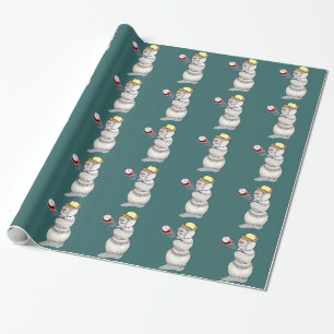 Baseball Snowman Wrapping Paper
