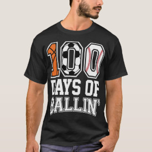 Baseball Soccer Basketball 100 Days Of School  T-Shirt