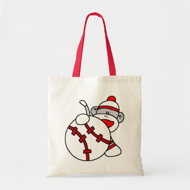 Baseball Sock Monkey Tote Bag (Front)