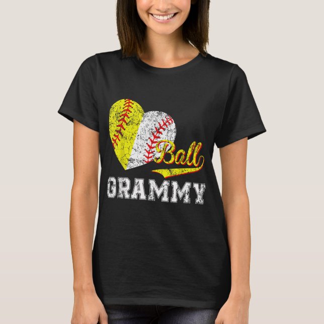 Baseball Softball Ball Heart Grammy Mother's Day T-Shirt (Front)