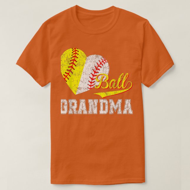 Baseball Softball Ball Heart Grandma Mothers Day  T-Shirt (Design Front)