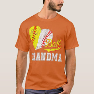 Baseball Softball Ball Heart Grandma Mothers Day  T-Shirt