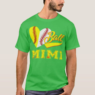 Baseball Softball Ball Heart Mimi Mothers Day T-Shirt