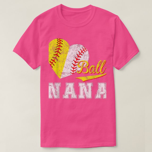 Baseball Softball Ball Heart Nana Mothers Day  T-Shirt (Design Front)