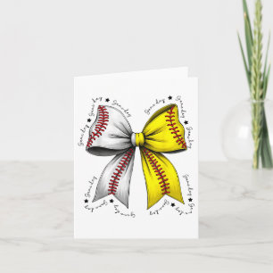 Baseball Softball Bow, Coquette Baseball Mum Mama  Card
