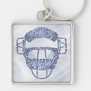 Baseball Softball Catchers Mask Calligram Key Ring