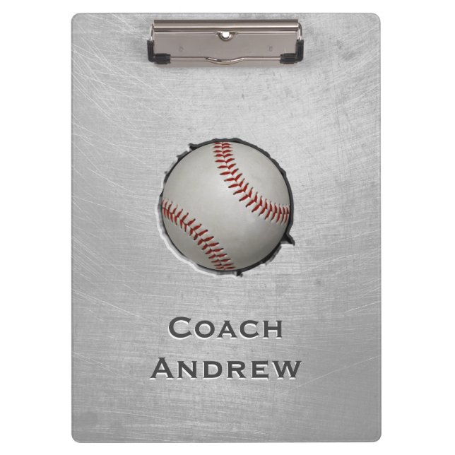 Baseball Softball Coach Custom Name Grunge Texture Clipboard (Front)