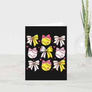 Baseball Softball Coquette Bow Game Day Heart Love Card