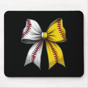Baseball Softball Coquette Bow Game Day Heart Love Mouse Pad
