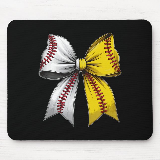 Baseball Softball Coquette Bow Game Day Heart Love Mouse Pad (Front)