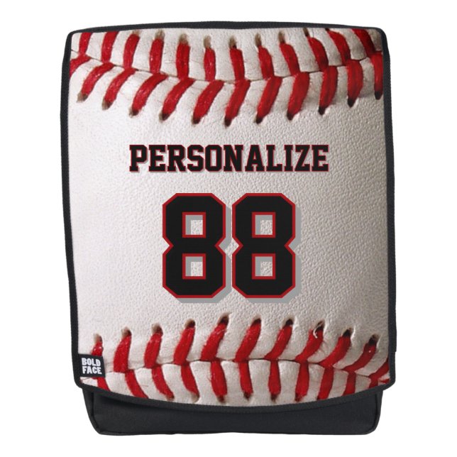 Baseball Softball Custom Name and Number Backpack (Front)