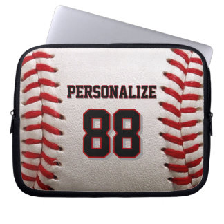 Baseball Softball Custom Name and Number Laptop Sleeve