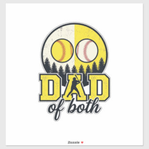 Baseball Softball Dad of Both Vintage Vector Desig