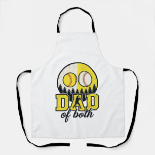 Baseball Softball Dad of Both Vintage Vector Desig Apron