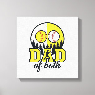 Baseball Softball Dad of Both Vintage Vector Desig Canvas Print