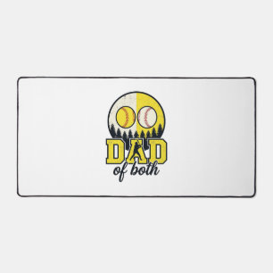 Baseball Softball Dad of Both Vintage Vector Desig Desk Mat