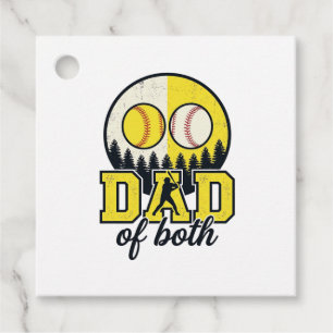 Baseball Softball Dad of Both Vintage Vector Desig Favour Tags