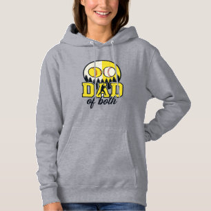 Baseball Softball Dad of Both Vintage Vector Desig Hoodie