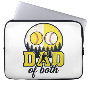 Baseball Softball Dad of Both Vintage Vector Desig Laptop Sleeve