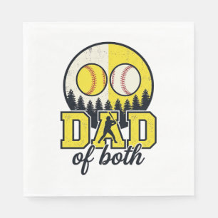 Baseball Softball Dad of Both Vintage Vector Desig Napkin