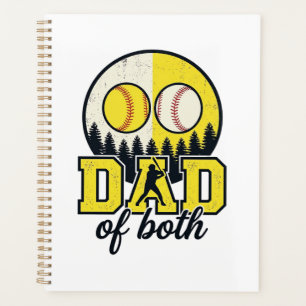 Baseball Softball Dad of Both Vintage Vector Desig Planner