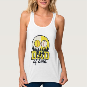 Baseball Softball Dad of Both Vintage Vector Desig Singlet