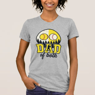 Baseball Softball Dad of Both Vintage Vector Desig T-Shirt