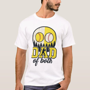 Baseball Softball Dad of Both Vintage Vector Desig T-Shirt