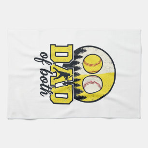 Baseball Softball Dad of Both Vintage Vector Desig Tea Towel