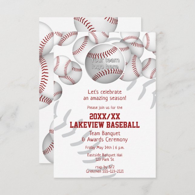 baseball softball end of season awards celebration invitation (Front/Back)