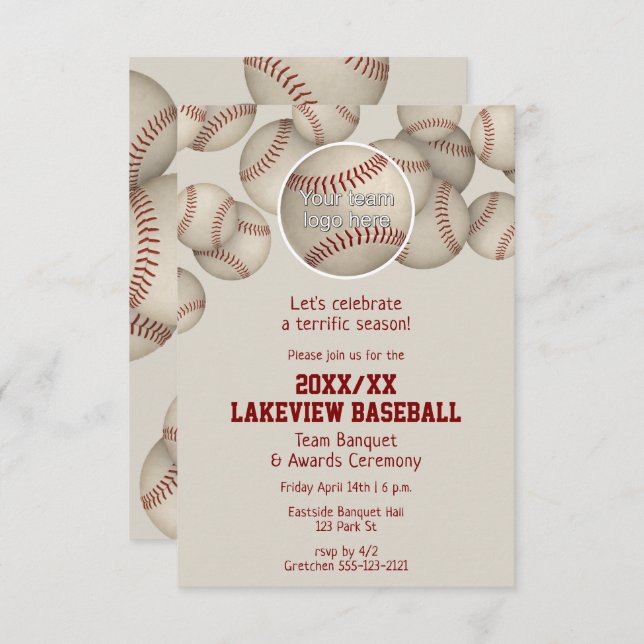 baseball softball end of season banquet awards invitation (Front/Back)