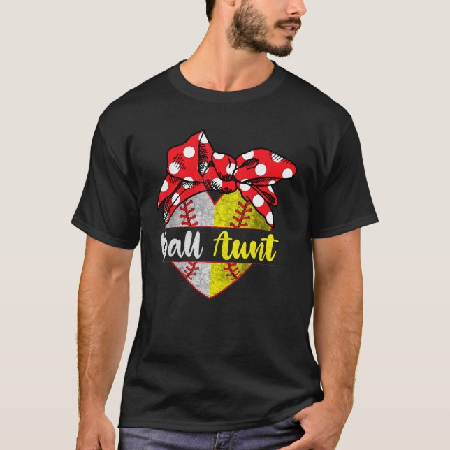 Baseball Softball Heart Ball Aunt Family Player Co T-Shirt (Front)
