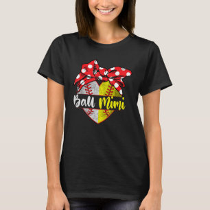 Baseball Softball Heart Ball Mimi Family Player Co T-Shirt