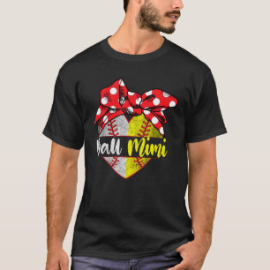 Baseball Softball Heart Ball Mimi Family Player Co T-Shirt