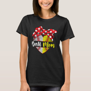 Baseball Softball Heart Ball Mom Family Player Cos T-Shirt