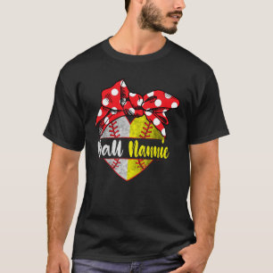Baseball Softball Heart Ball Nannie Family Player T-Shirt