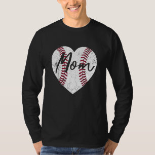 Baseball Softball Heart Mom Mother's Day Mommy Mam T-Shirt