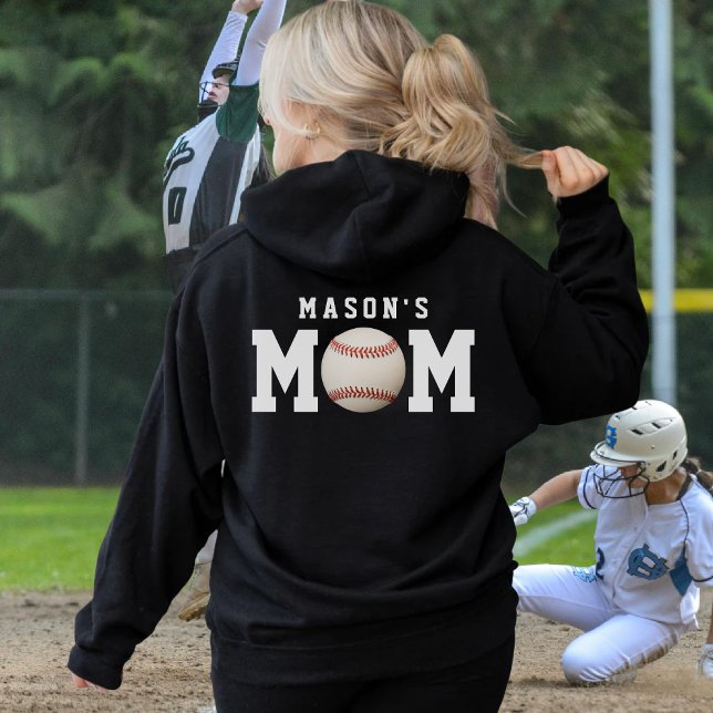 Baseball Softball Mum Kid's Name Parent Black Hoodie (Baseball Softball Mom Kid's Name Parent Black Hoodie
)