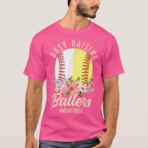 Baseball Softball Mum Of Both Busy Raising Ballers T-Shirt