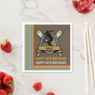 Baseball Softball Name Age Number Birthday Napkin