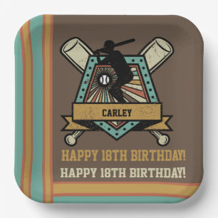 Baseball Softball Name Age Number Birthday Paper Plate